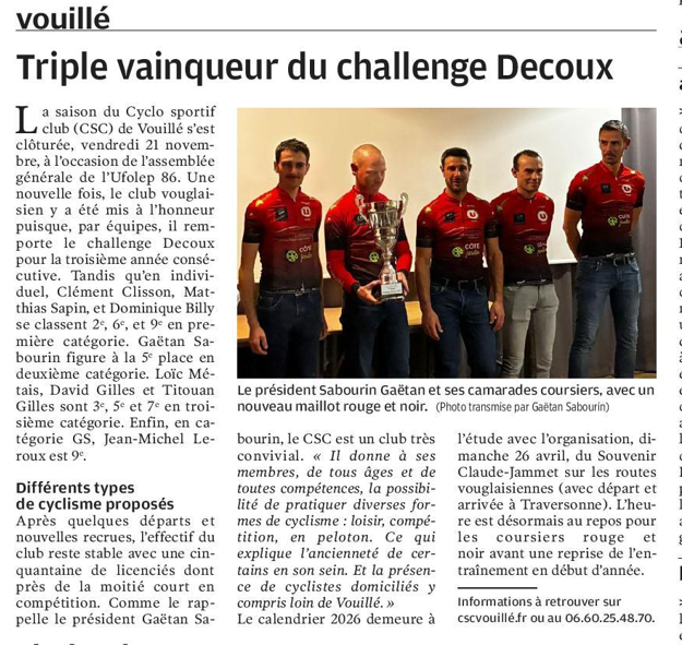 La Team CSC Vouillé dans la presse